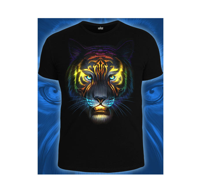 Футболка мужская Космический Тигр (Светится в темноте и ультрафиолете)