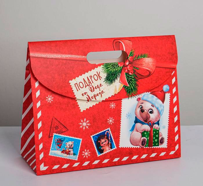 Новогодний подарочный пакет с клапаном «Мишутка» фото 0