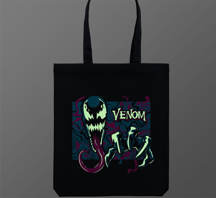 Холщовая сумка со светящимся принтом Venom, черная фото 0