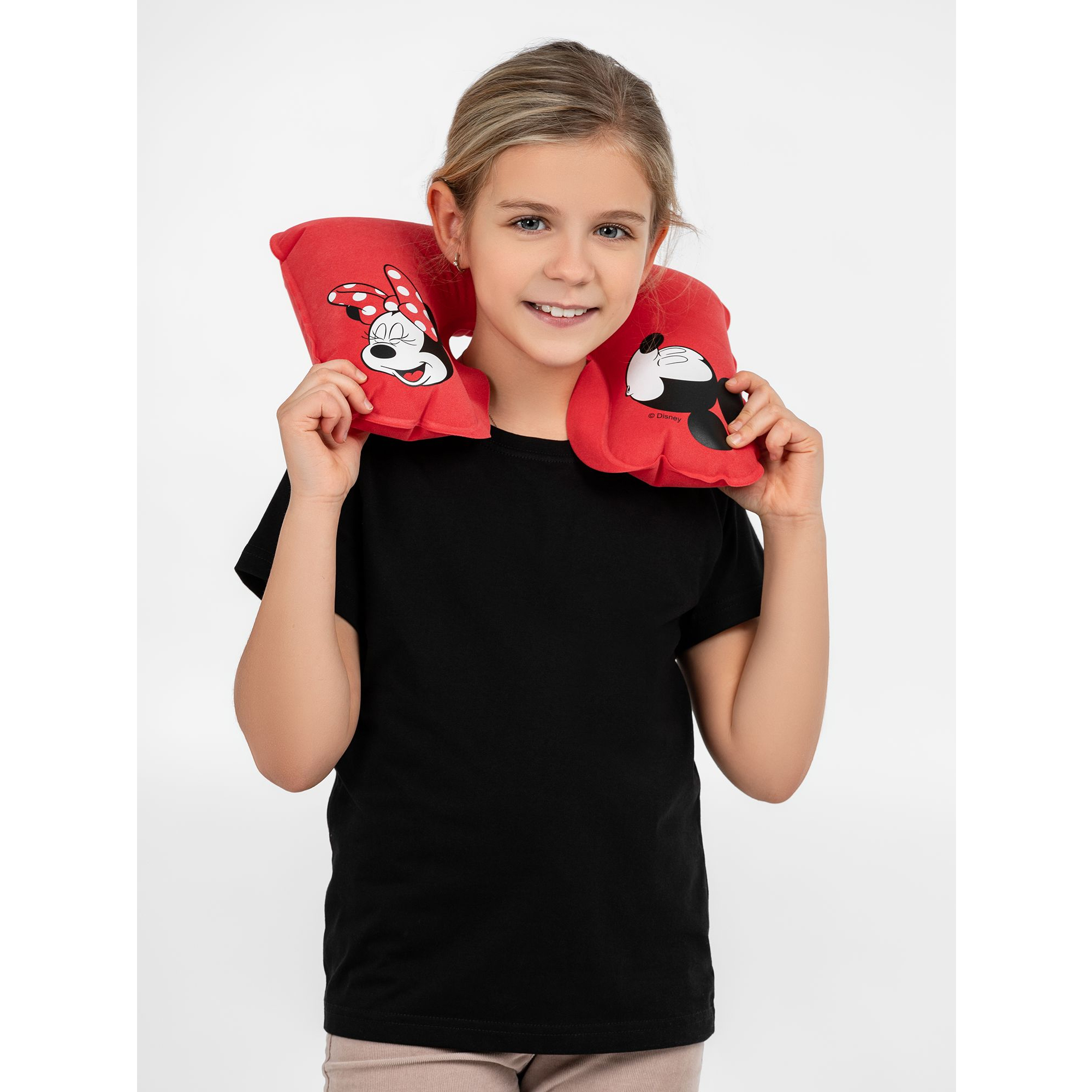 Надувная подушка под шею в чехле Mr. and Mrs. Mouse, красная фото 0