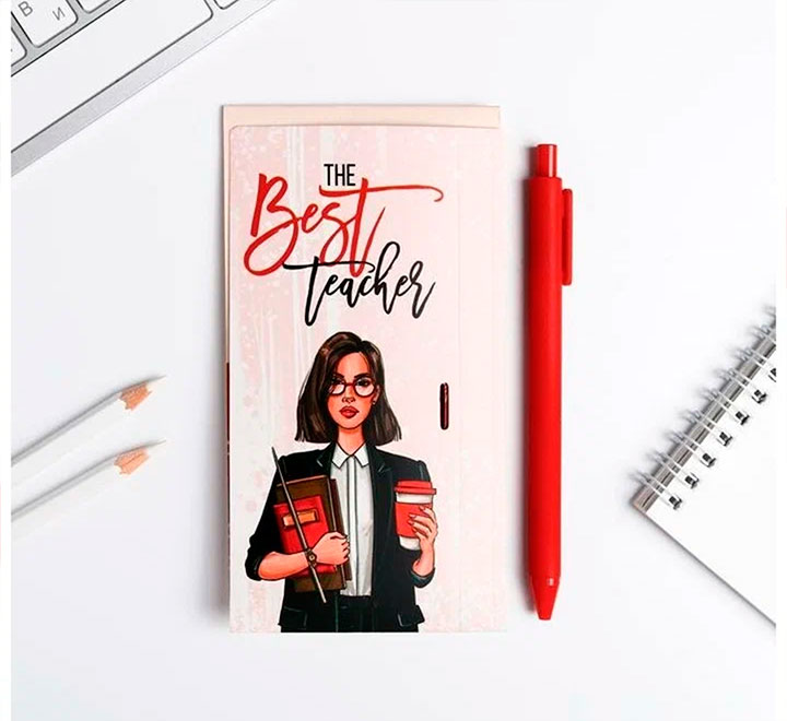 Ручка на открытке "The best teacher" фото 0