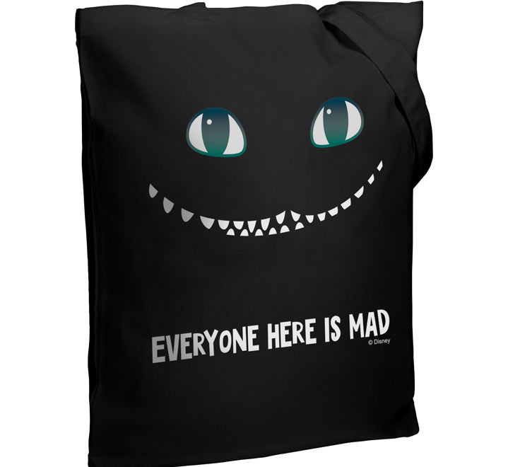 Холщовая сумка со светящимся принтом Cheshire Cat, черная фото 0