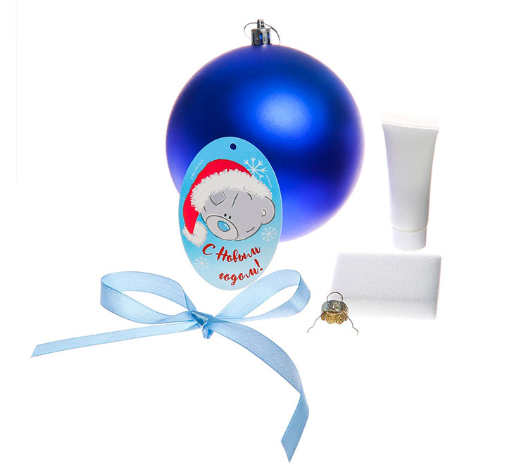 Новогодний шар "Отпечаток детской ручки" синий