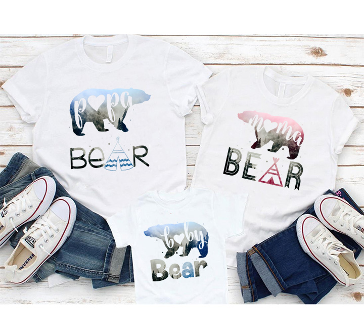 Семейные футболки для троих "Bear"
