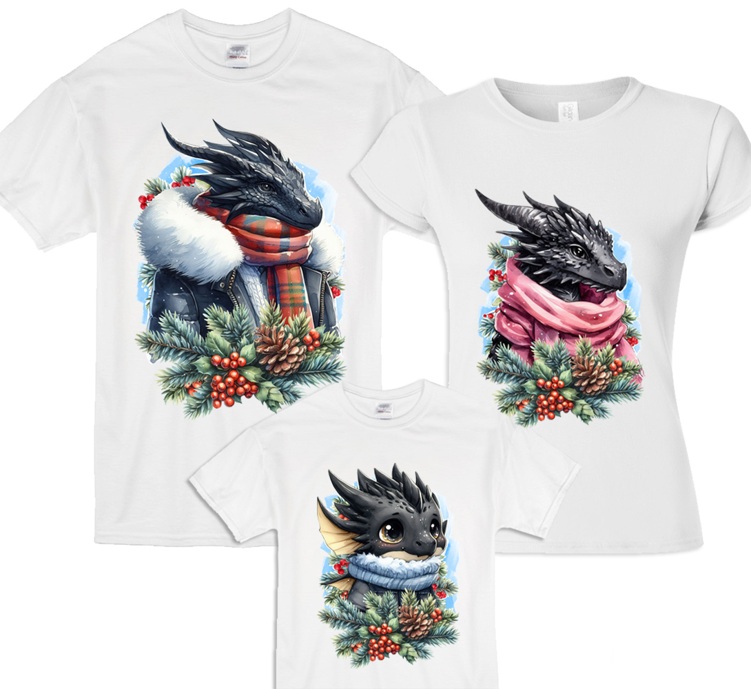 Семейные футболки с драконами Dragon Family