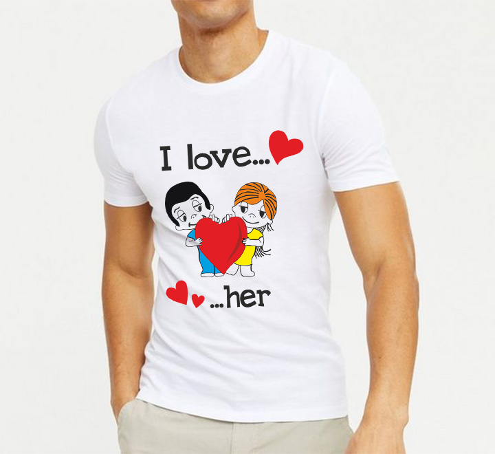 Мужская  футболка "I love her" love is SALE
