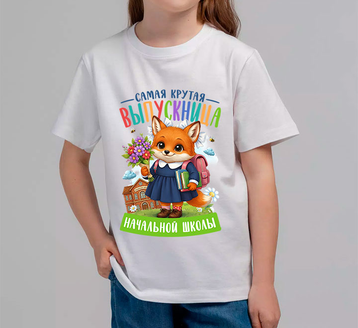 Футболка лиса "Выпускница начальной школы"