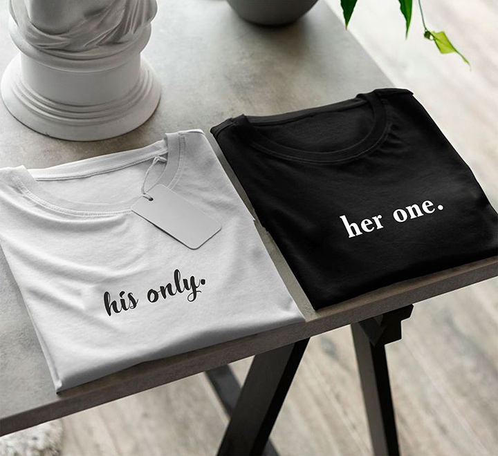 Парные футболки с надписями для двоих "Her one. His only"