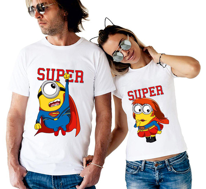 Парные футболки для двоих с миньонами Супер М