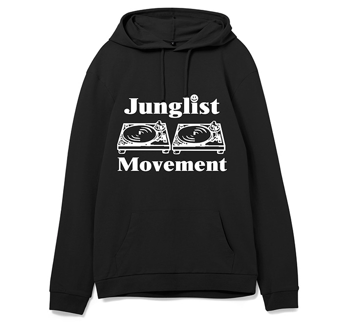 Толстовка-кенгурушка черная "Junglist Movement" SALE