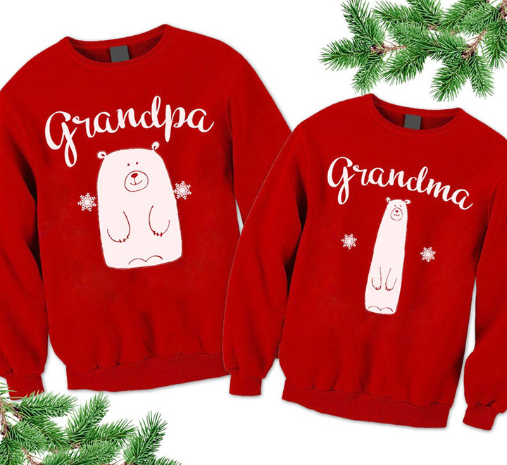 Свитшоты для двоих "Grandma. Grandpa" белые медведи