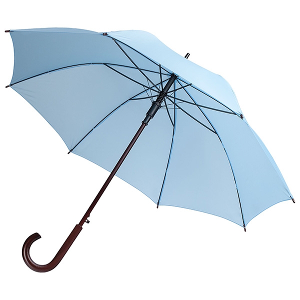 Зонт-трость с деревянной ручкой Голубой арт 393.14 фото 0