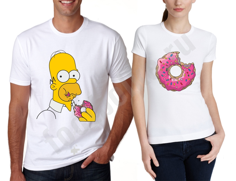 Парные футболки "Гомер и пончик" фото 0