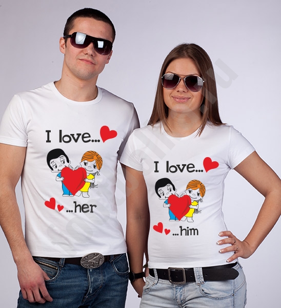 Парные футболки "I love him / her" love is фото 1