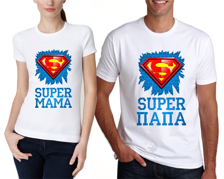 Парные футболки "Супер папа, Супер мама" знак супермен фото 0