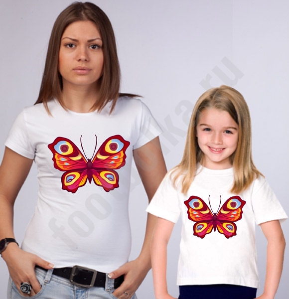 Одинаковые футболки для мамы и дочки "Бабочки" фото 0