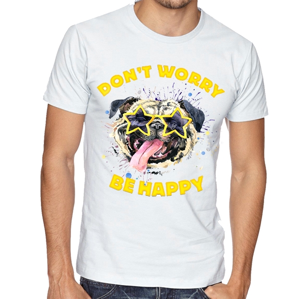 Футболка с собакой "Dont worry, be Happy" фото 0