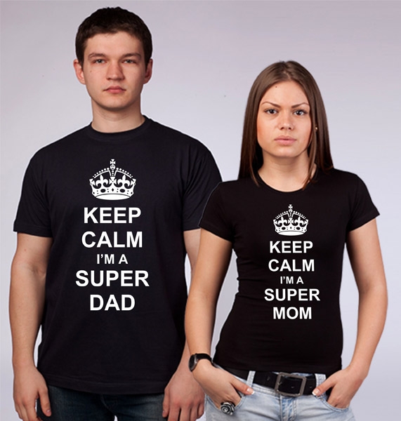 Парные футболки "Keep calm im a super Dad, Mom" фото 0