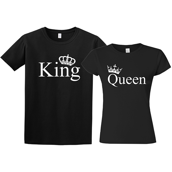 Парные футболки для двоих "King, Queen" короны фото 0
