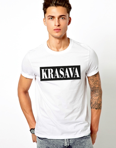 Футболка с надписью "Krasava" фото 0
