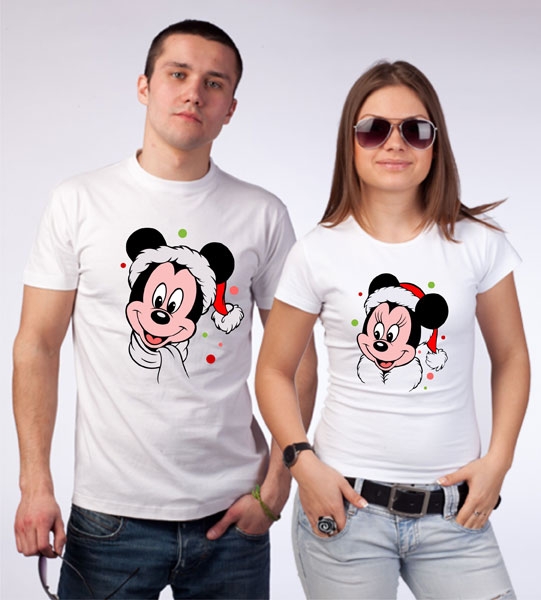 Парные новогодние футболки "Микки и Минни" фото 0