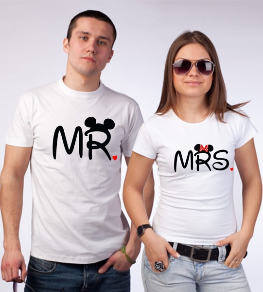 Футболки для мужа и жены "Mr и Mrs" микки фото 0