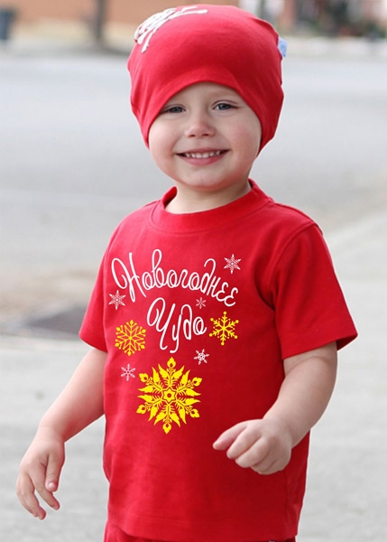 Детская футболка красная "Новогоднее чудо" фото 0