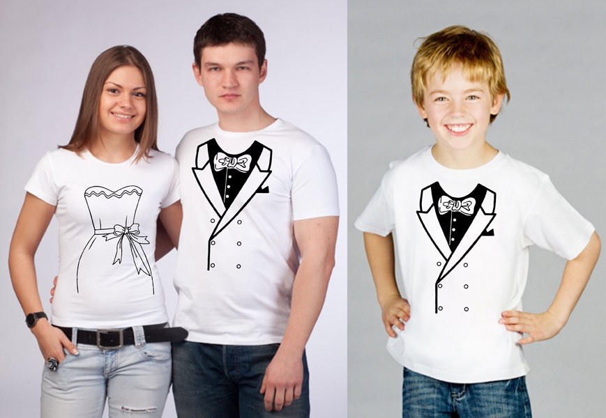 Семейные футболки с фраком и платьем фото 0