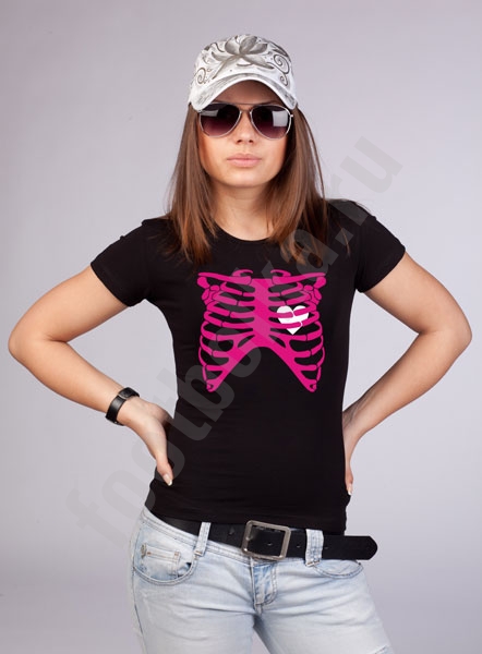 Футболка halloween "Skeleton Heart" светится в УФ фото 0