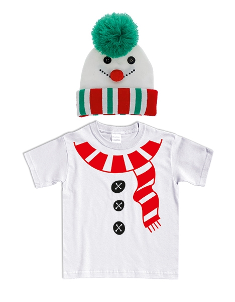 Набор детский "Снеговичок" футболка и шапка фото 0