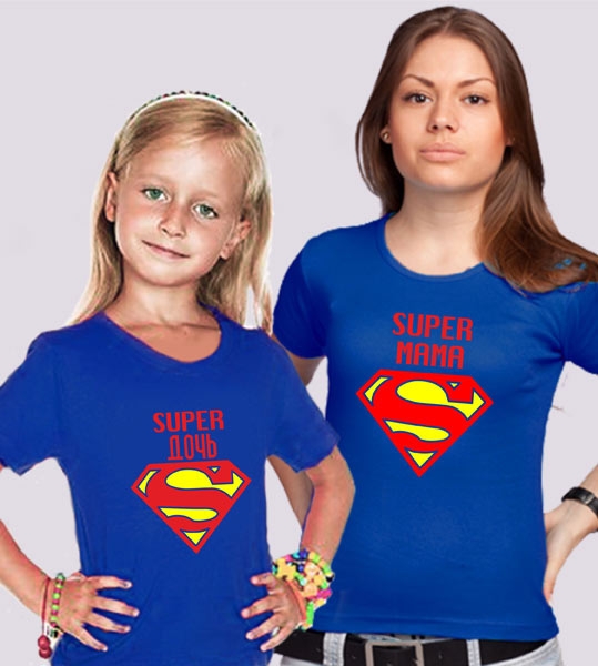 Футболки для мамы и дочки "Супермама и супердочь" фото 0