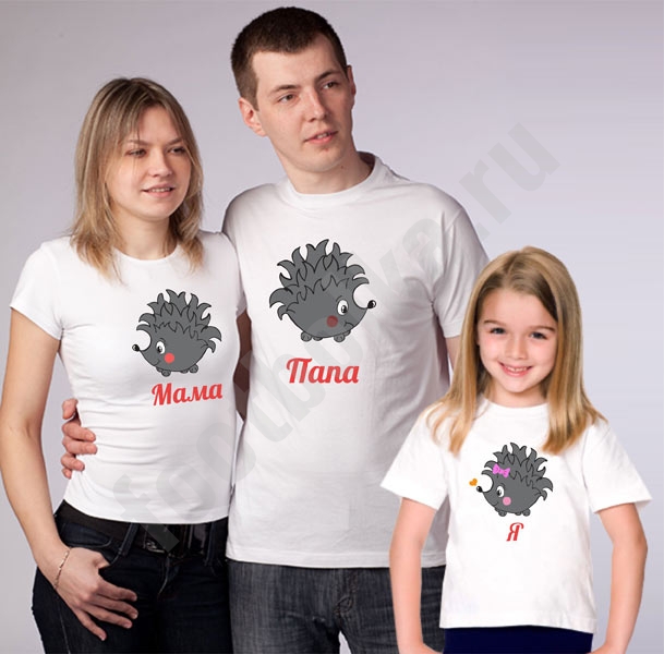 Семейные футболки family look "Ежики" фото 0