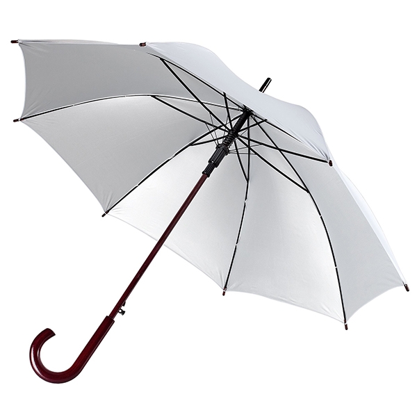 Зонт-трость с деревянной ручкой Серебристый арт 393.01 фото 0
