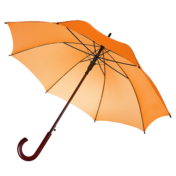 Зонт-трость с деревянной ручкой Оранжевый арт 393 фото 0