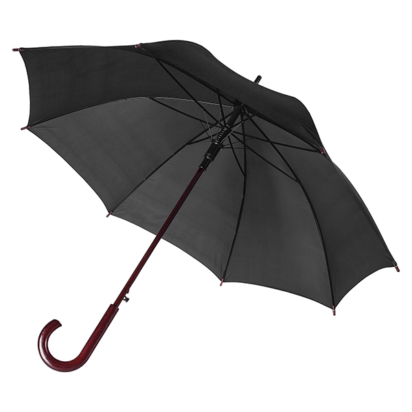 Зонт-трость с деревянной ручкой Черный арт 393.14 фото 0