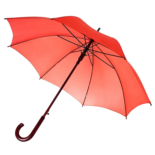 Зонт-трость с деревянной ручкой Красный арт 393 фото 0