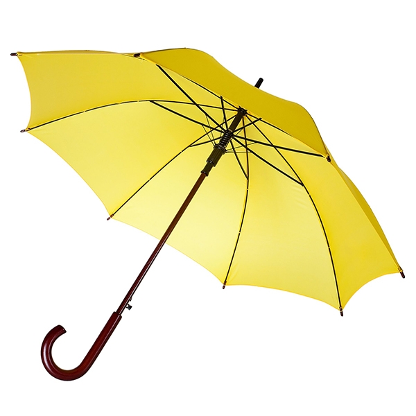 Зонт-трость с деревянной ручкой Желтый арт 393 фото 0