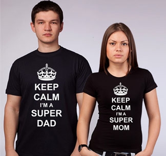 Парные футболки "Keep calm im a super Dad, Mom"