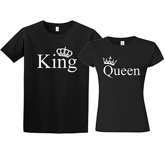 Парные футболки для двоих "King, Queen" короны