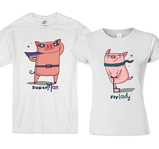 Парные футболки "SuperMan and FlyLady" pig