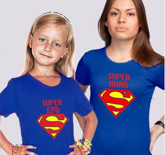 Футболки для мамы и дочки "Супермама и супердочь"