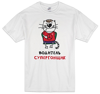 Футболка "Водитель супергонщик" кот