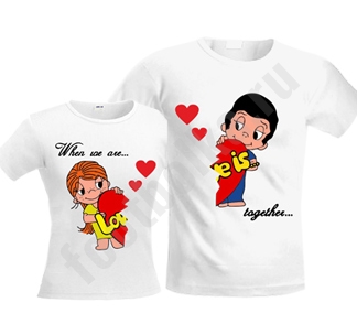 Парные футболки для двоих "Love is" стрейч