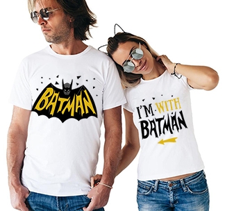Парные футболки для двоих "Я с Бэтменом"